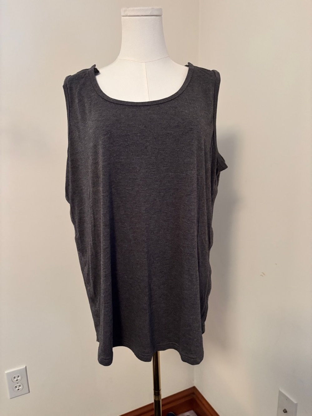 Classic Charcoal Scoop Neck Tank Top with snaps on shoulder and down sides